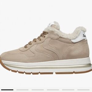 VIOLA BLANCHE MARAN FUR SUEDE SNEAKERS BEIGE